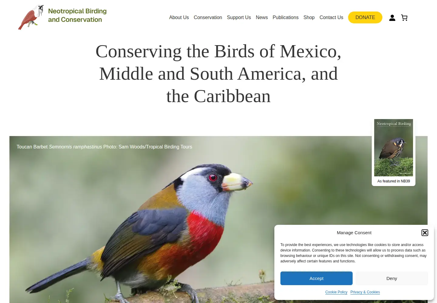 Screenshot of neotropicalbirdclub.org