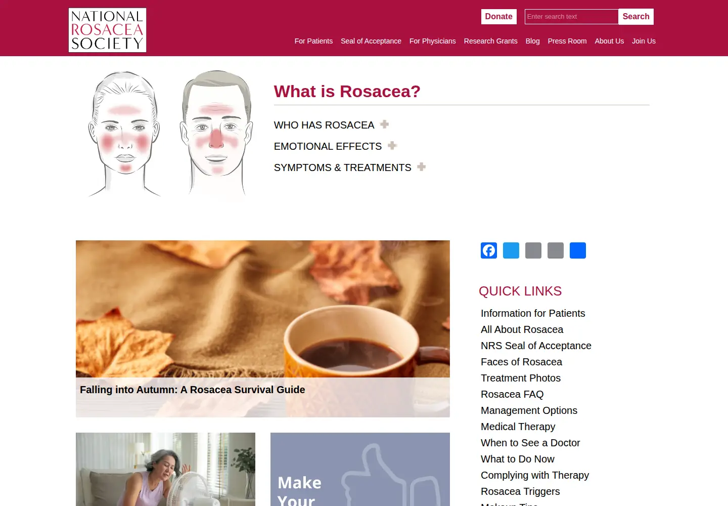 Screenshot of rosacea.org