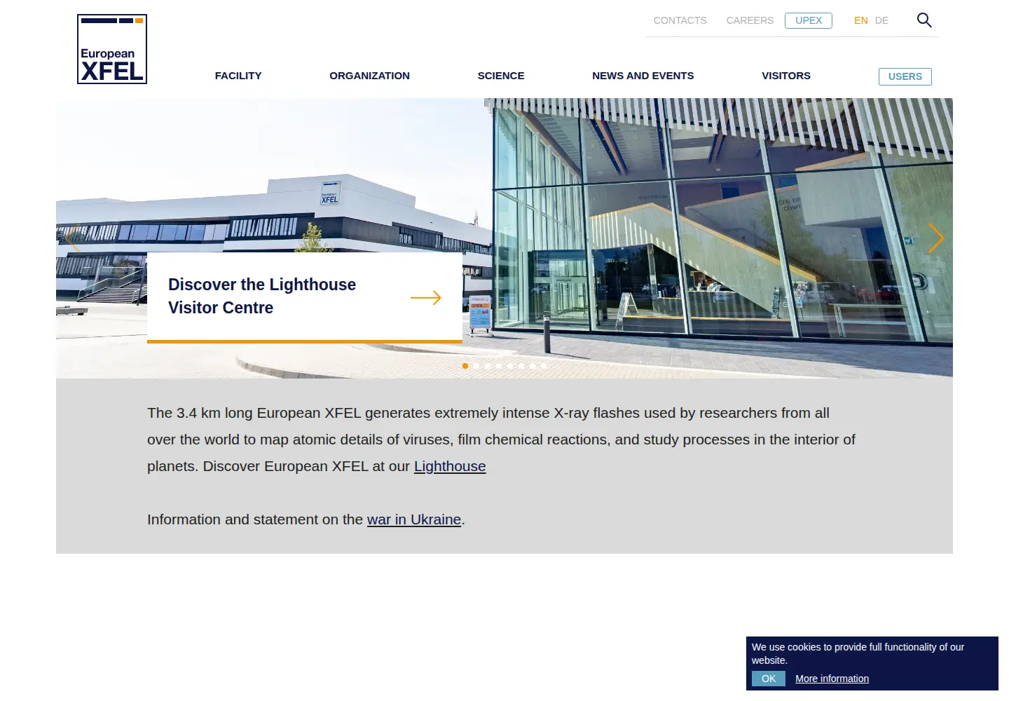 Captured homepage of xfel.eu in the current scan