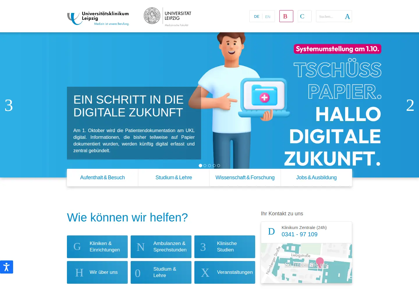 Screenshot of uniklinikum-leipzig.de