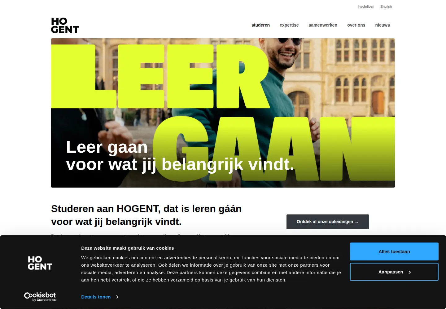Screenshot of hogent.be