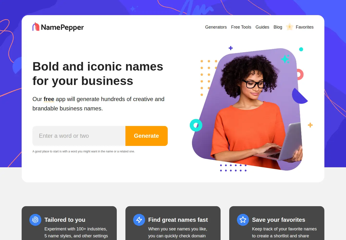 Screenshot of namepepper.com