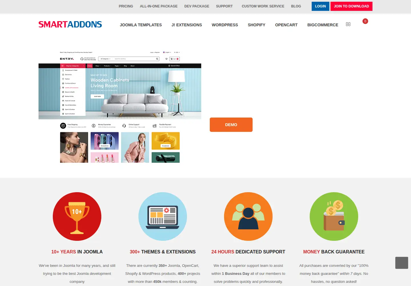 Captured homepage of smartaddons.com in the current scan