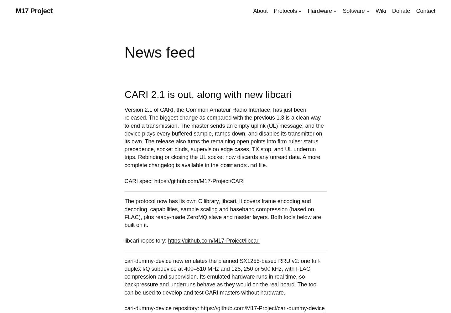Screenshot of m17project.org