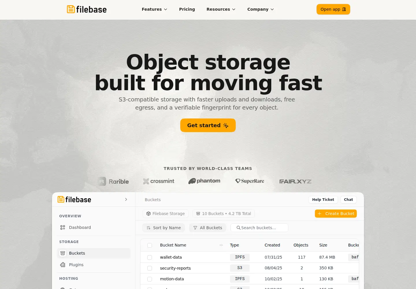 Screenshot of filebase.com