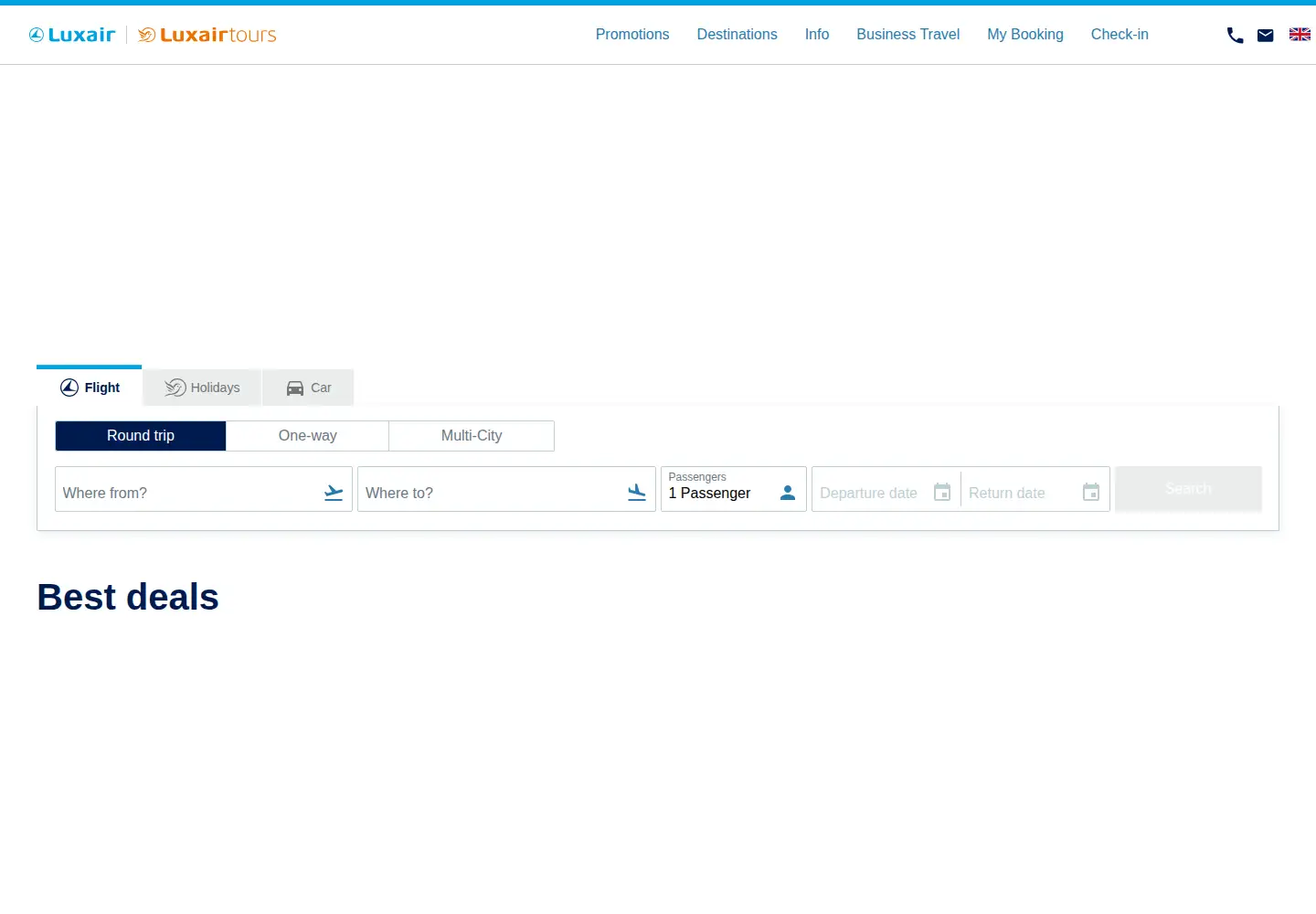 Captured homepage of luxair.lu in the current scan
