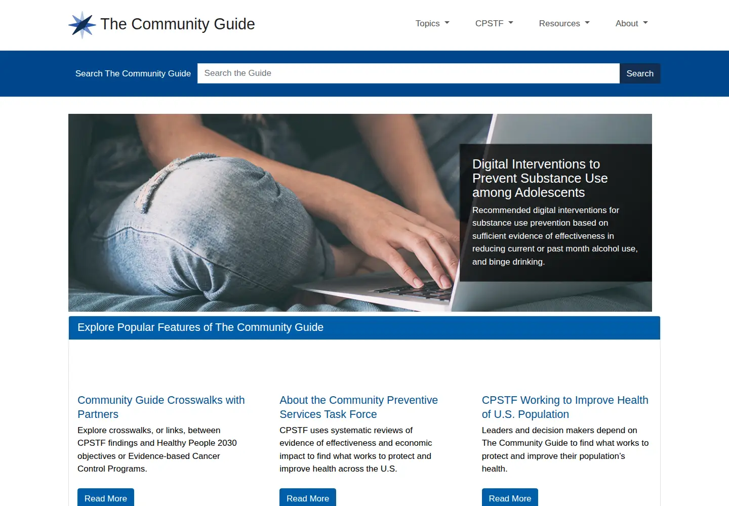 Screenshot of thecommunityguide.org