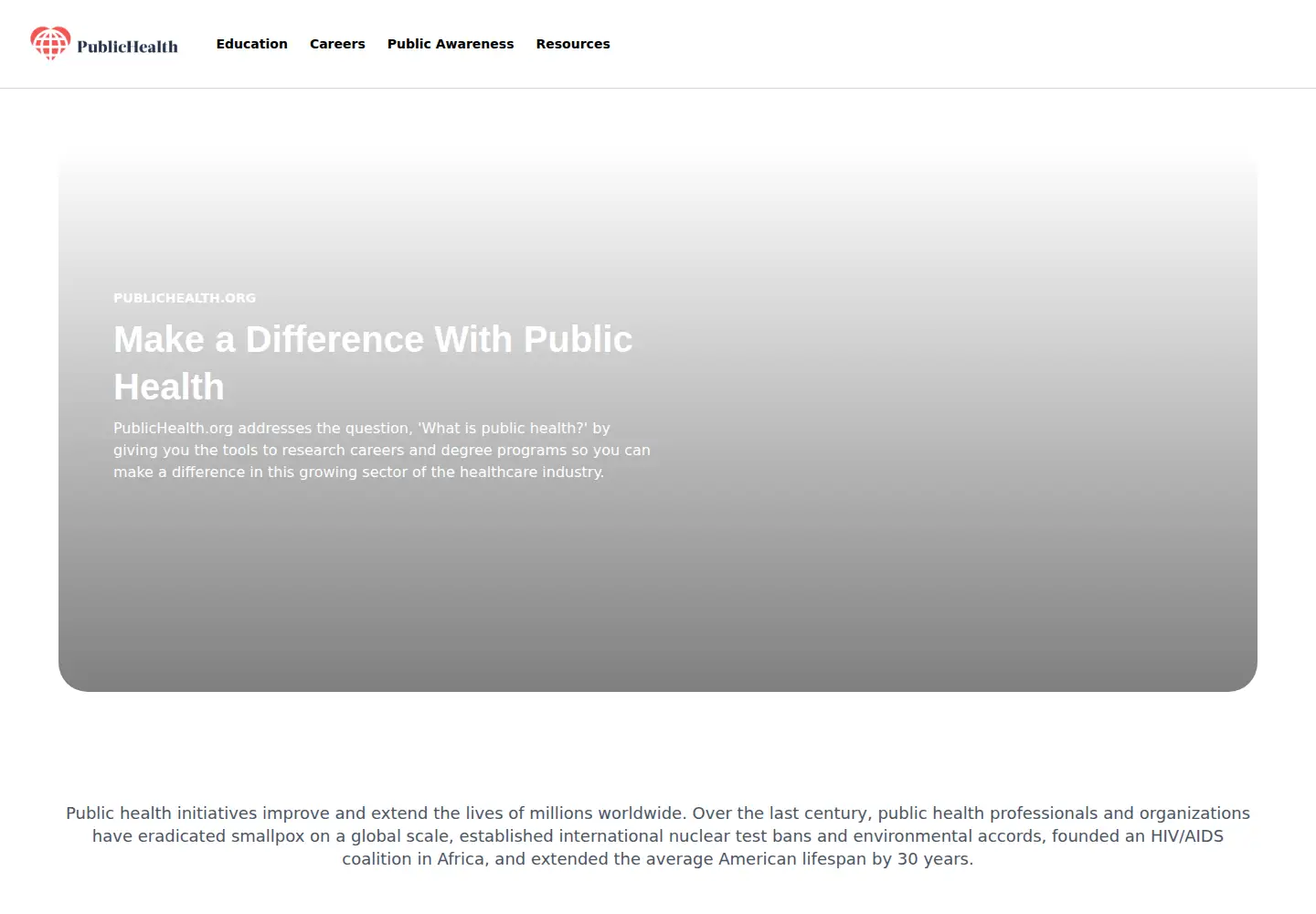 Screenshot of publichealth.org