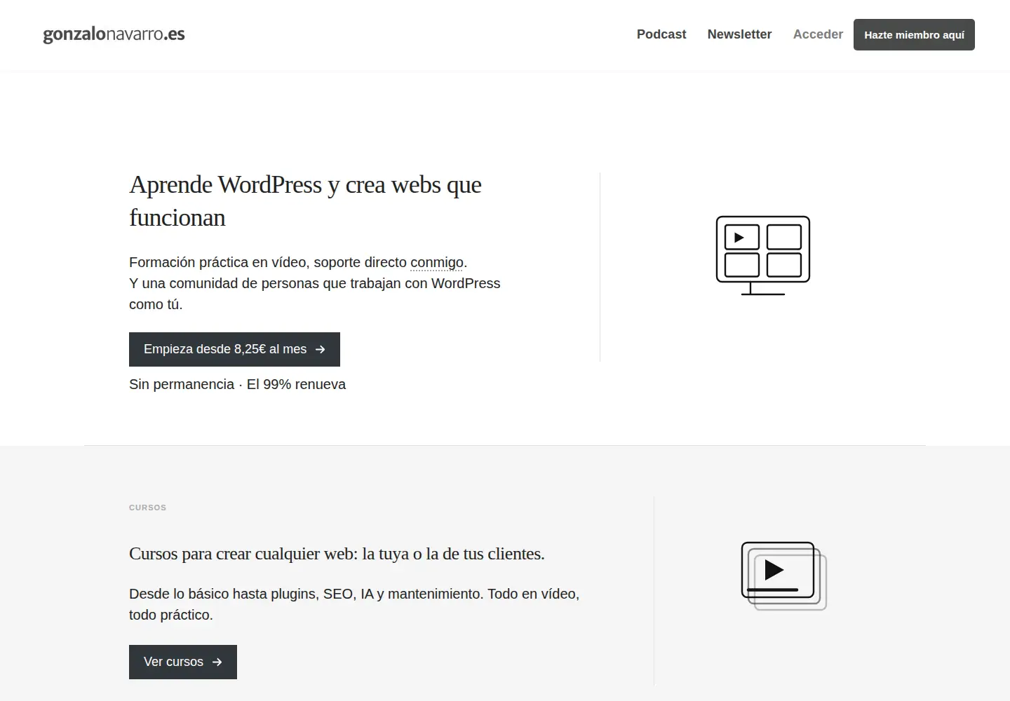 Captured homepage of gonzalonavarro.es in the current scan