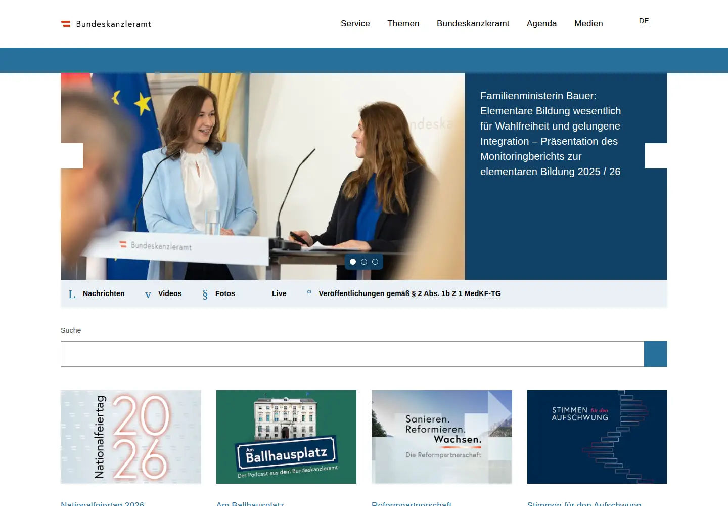 Captured homepage of bundeskanzleramt.gv.at in the current scan