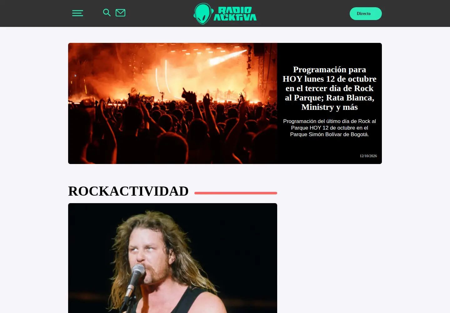 Captured homepage of radioacktiva.com in the current scan
