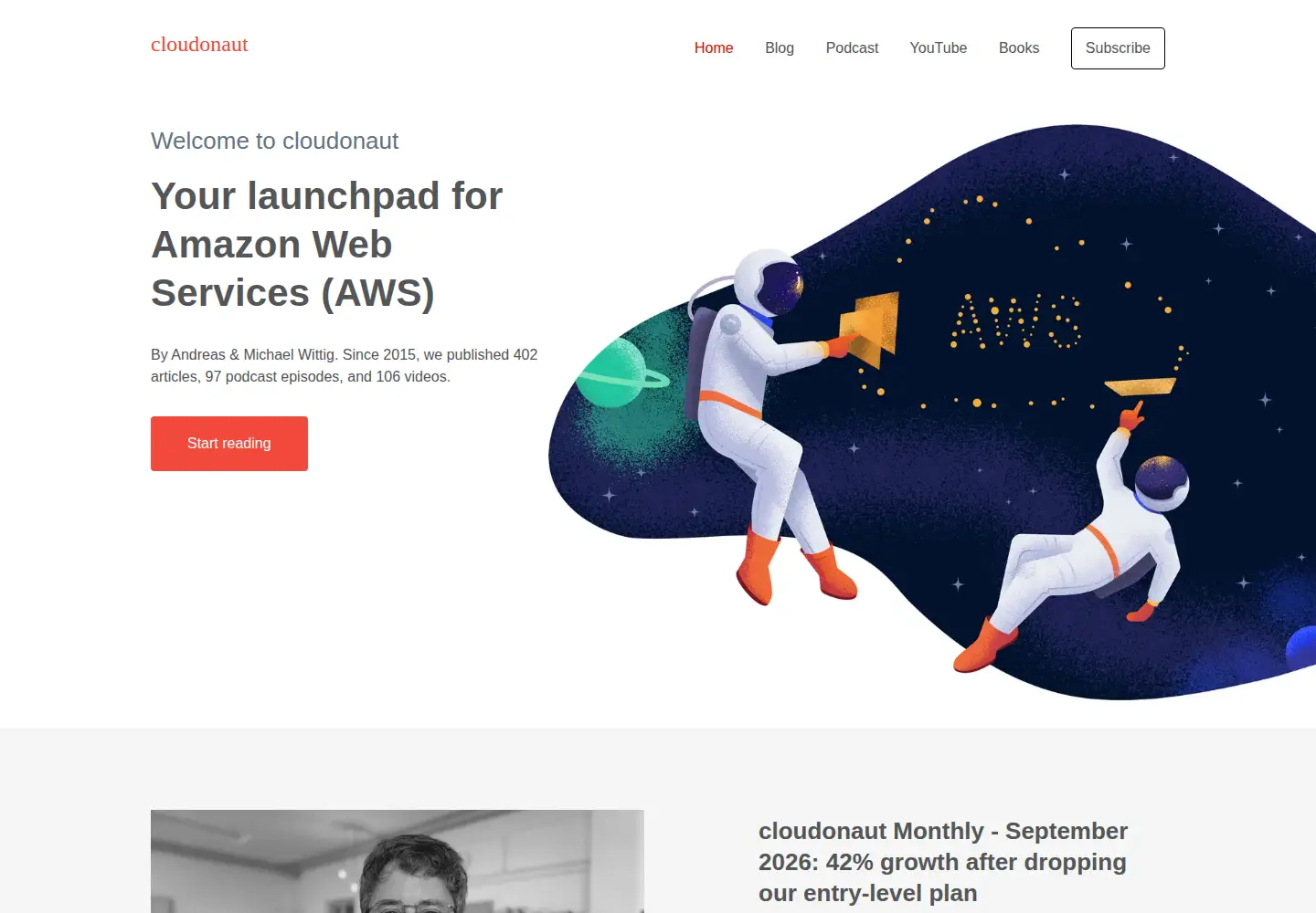 Captured homepage of cloudonaut.io in the current scan