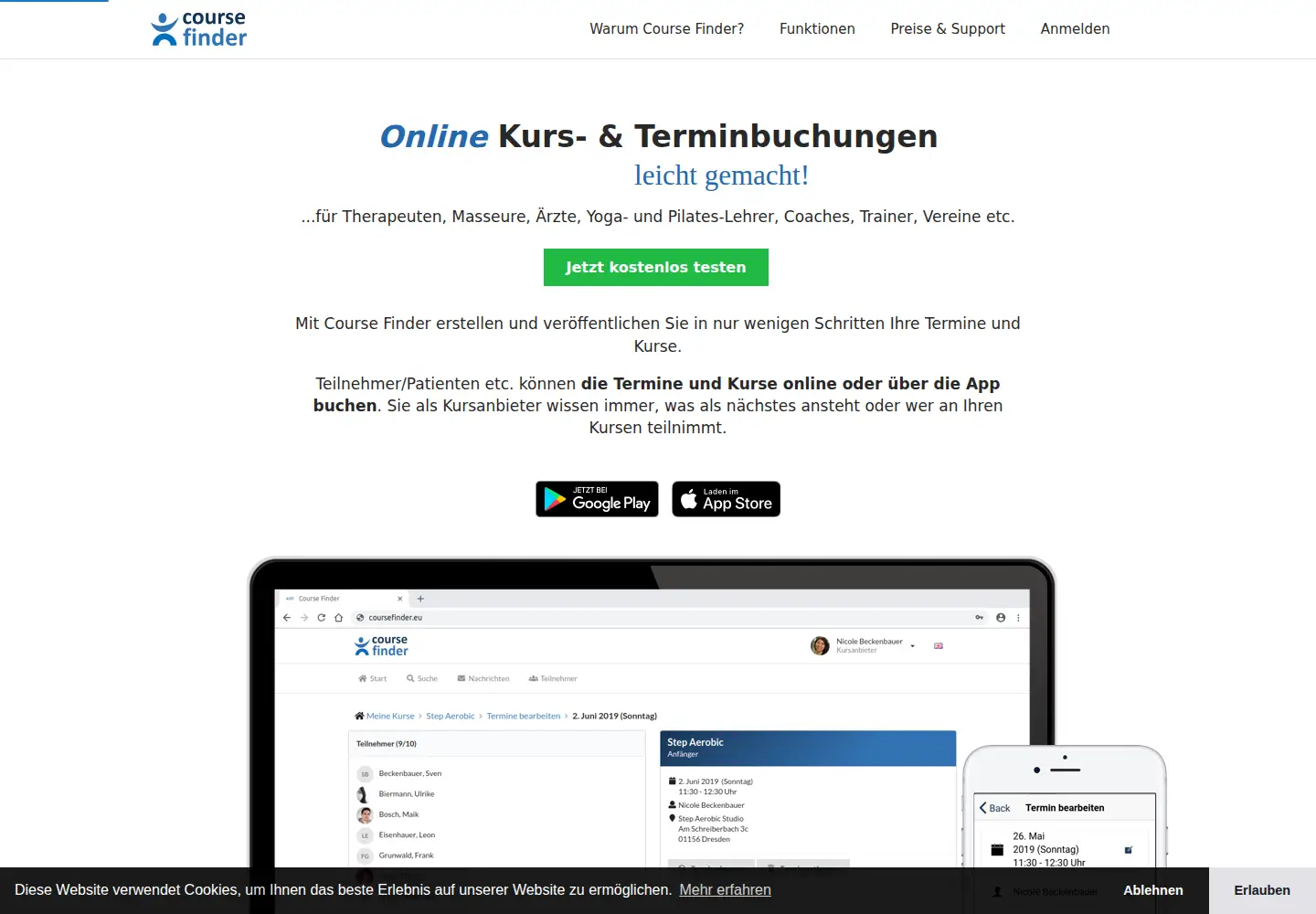 Screenshot of coursefinder.eu