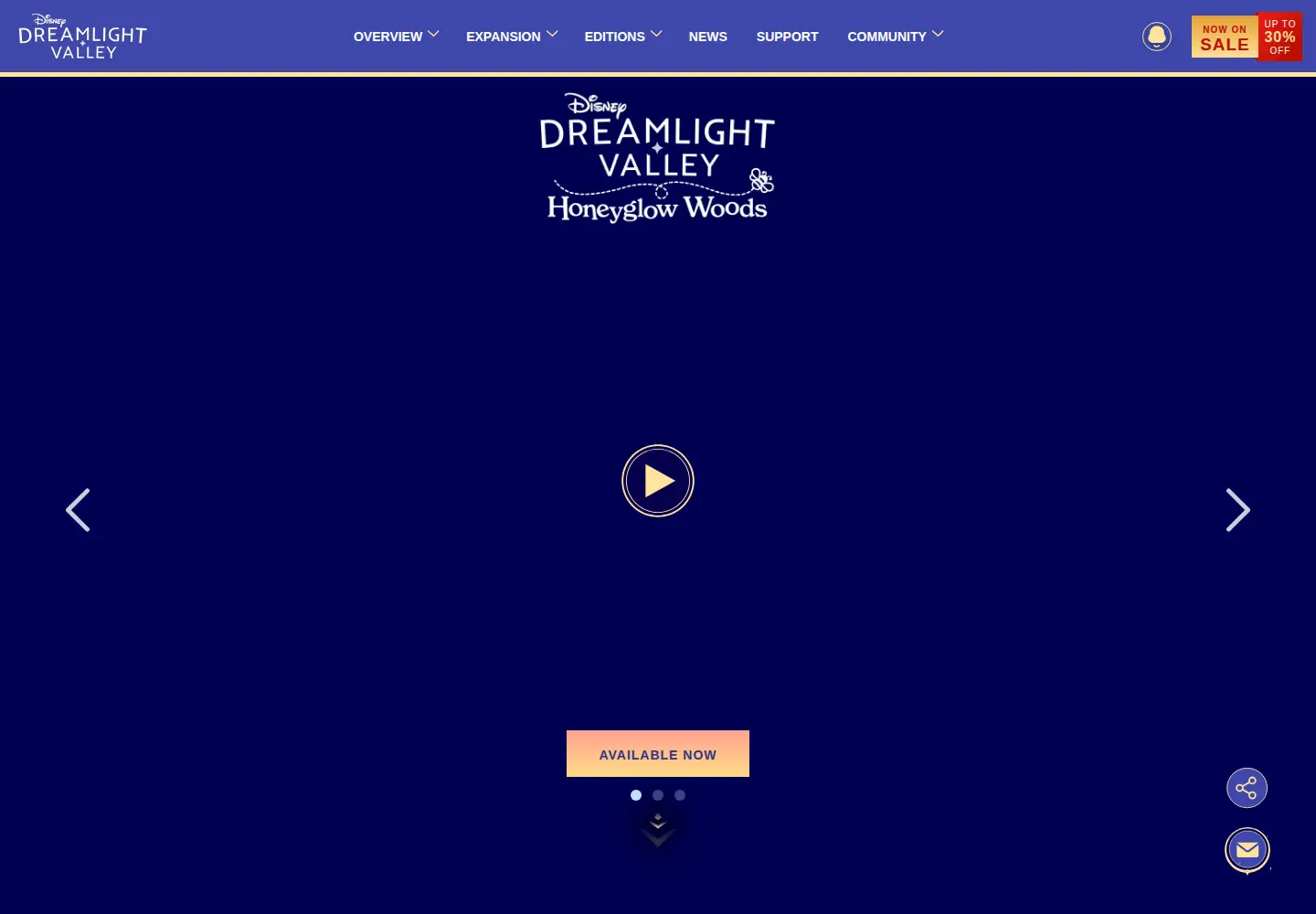 Captured homepage of disneydreamlightvalley.com in the current scan