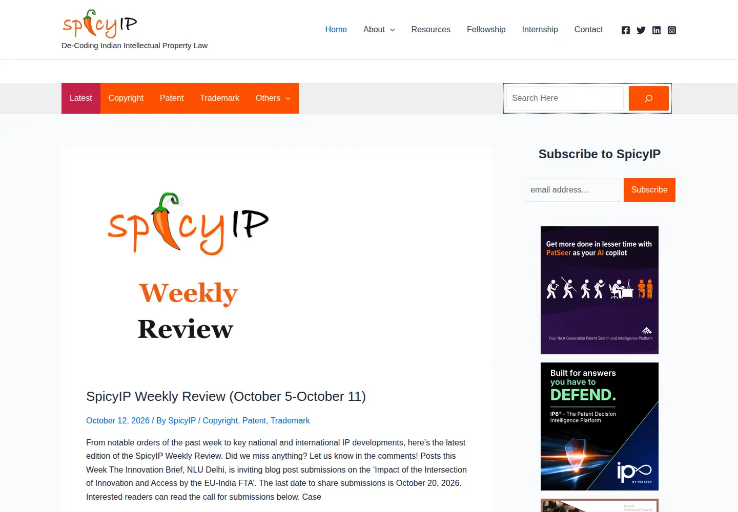 Screenshot of spicyip.com