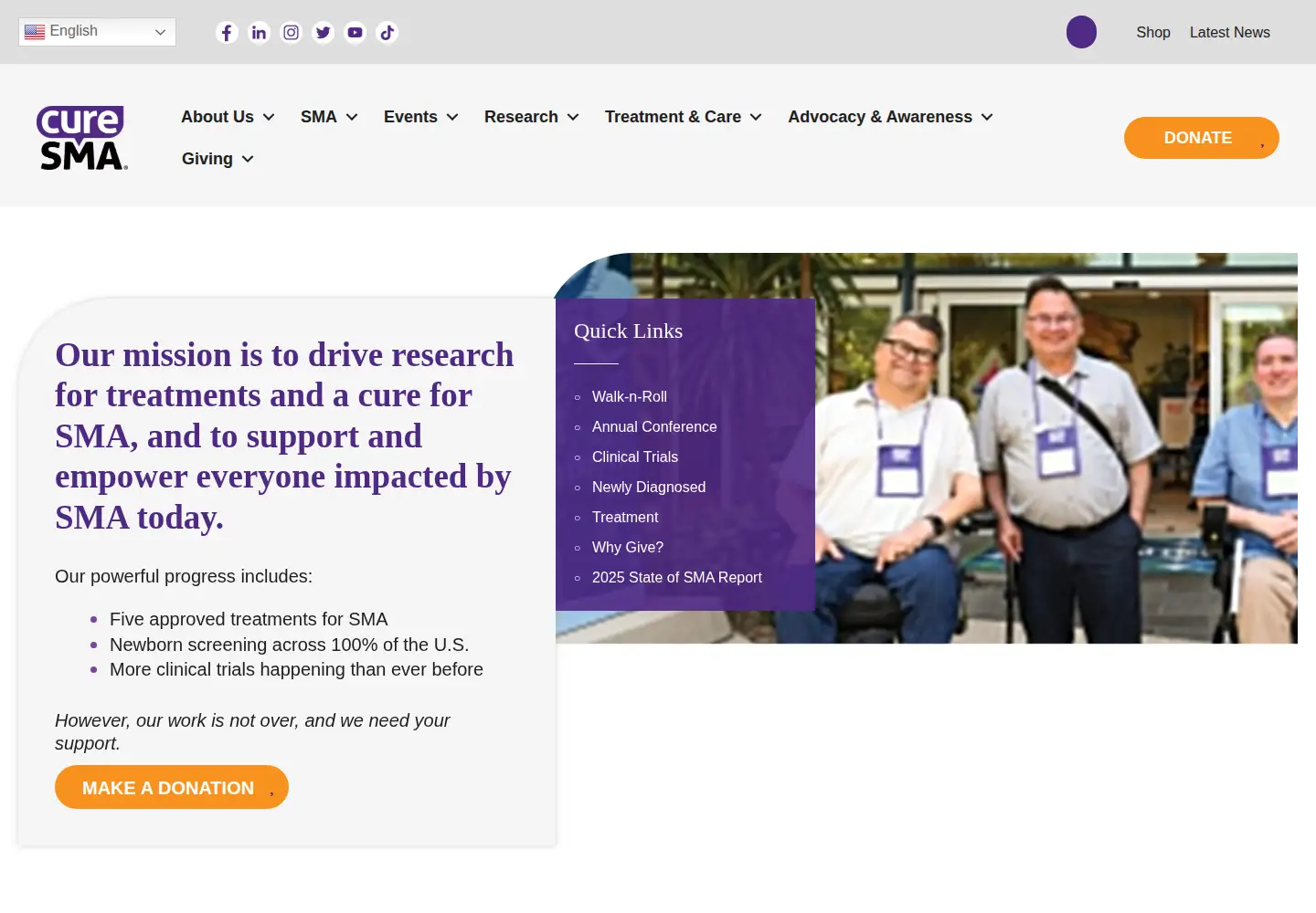 Screenshot of curesma.org