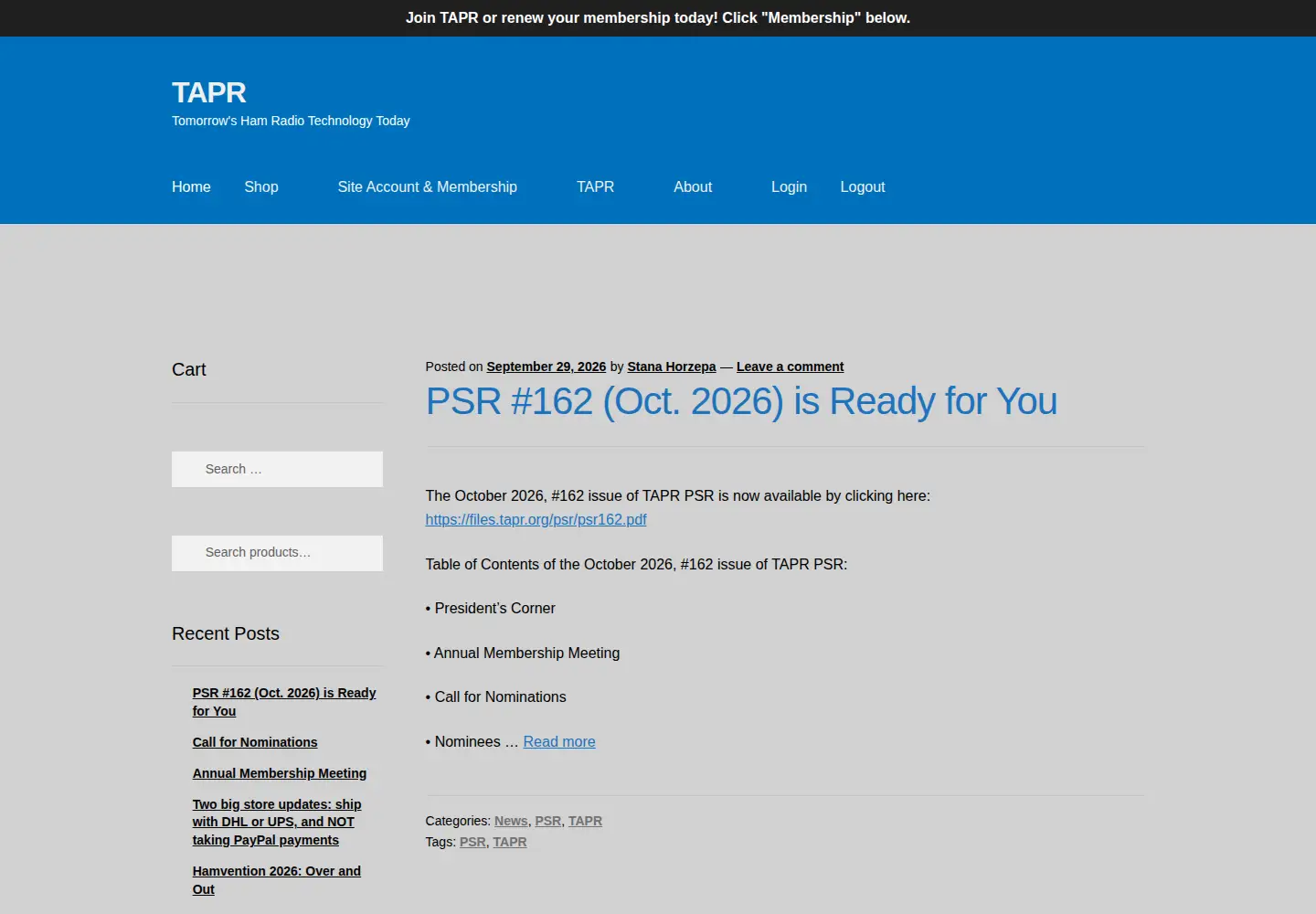 Screenshot of tapr.org