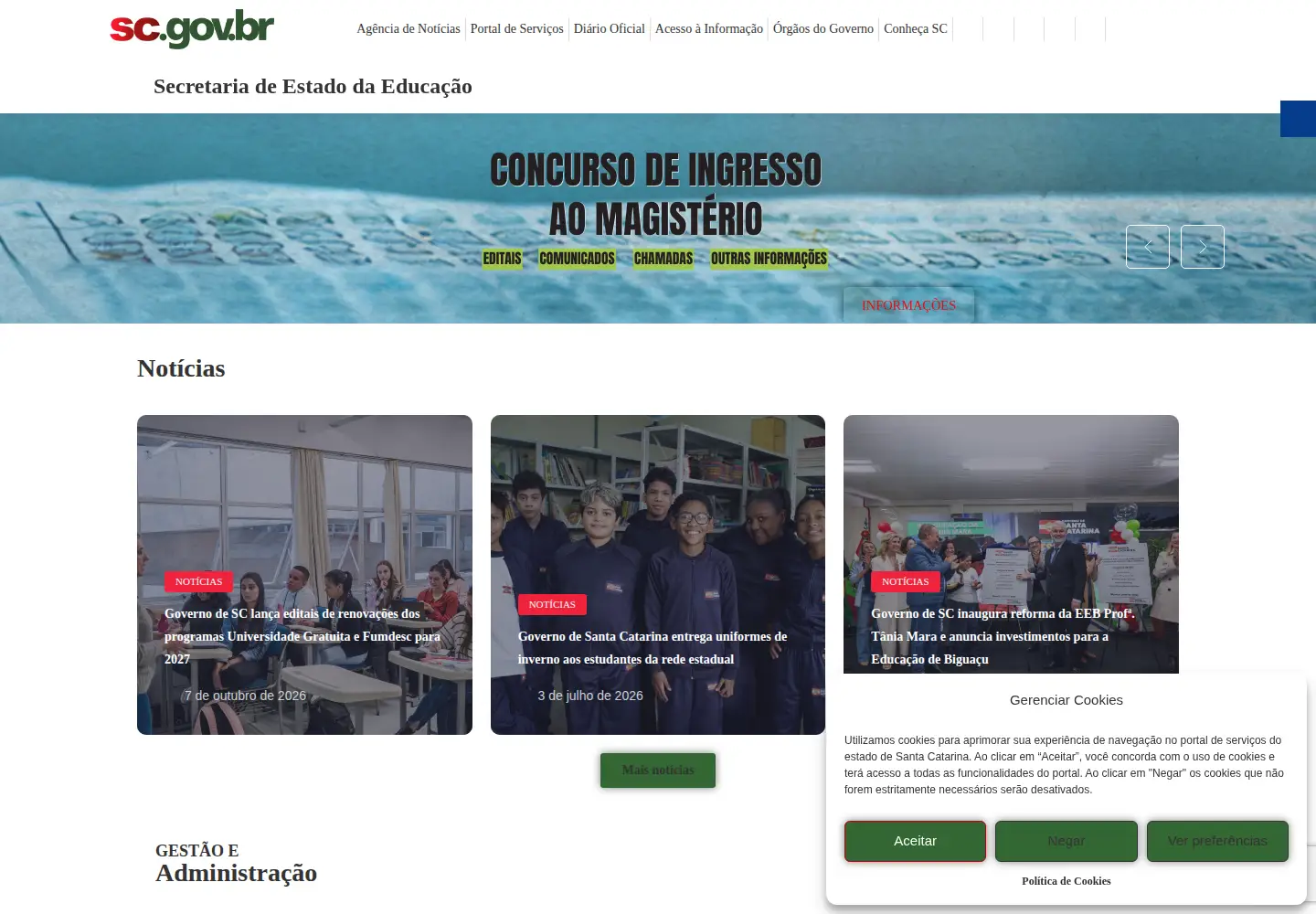 Screenshot of sed.sc.gov.br