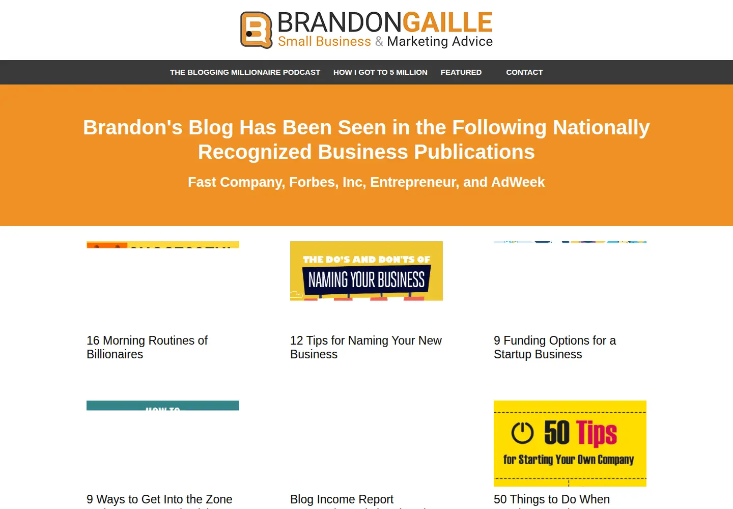 Captured homepage of brandongaille.com in the current scan