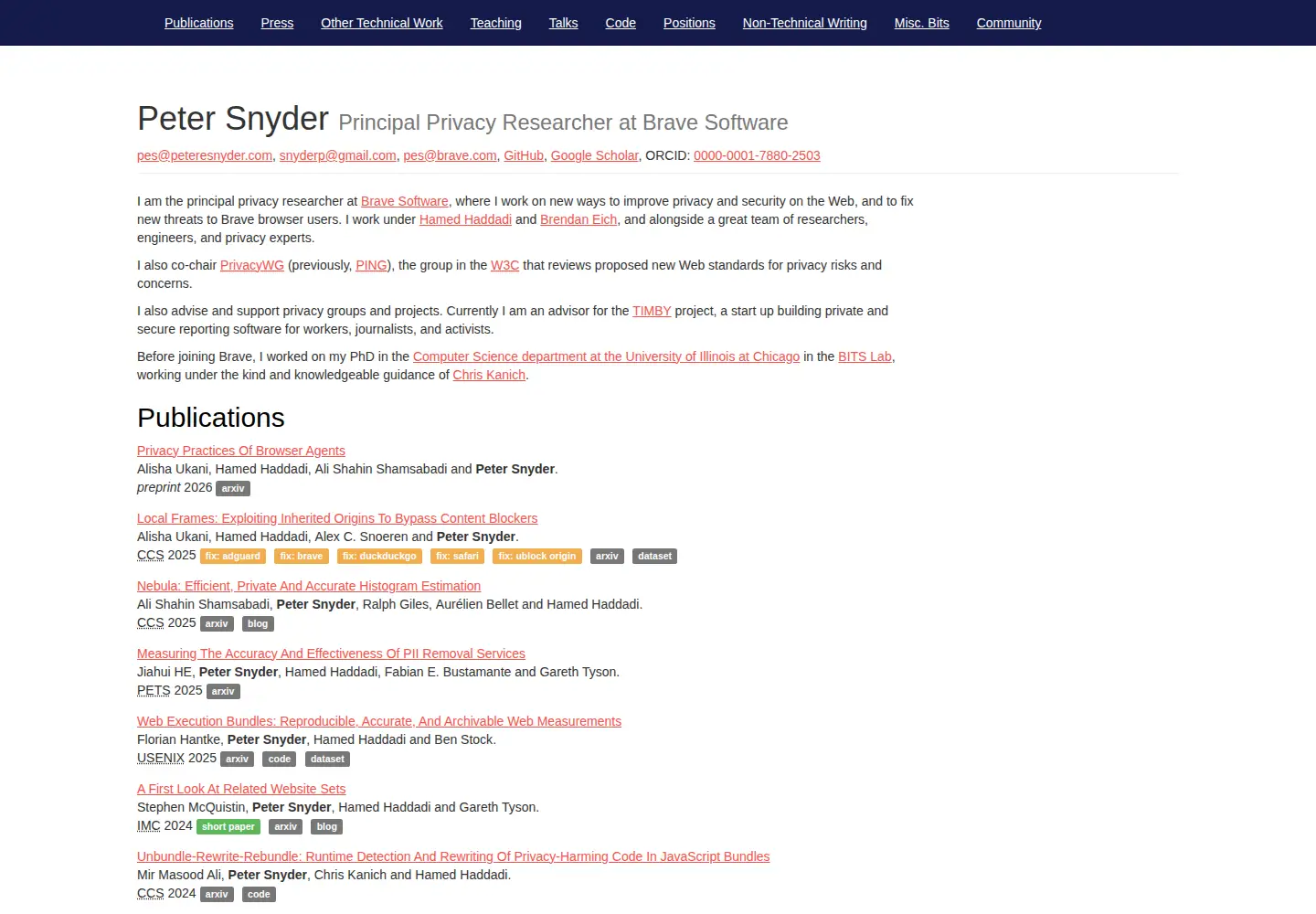 Screenshot of peteresnyder.com