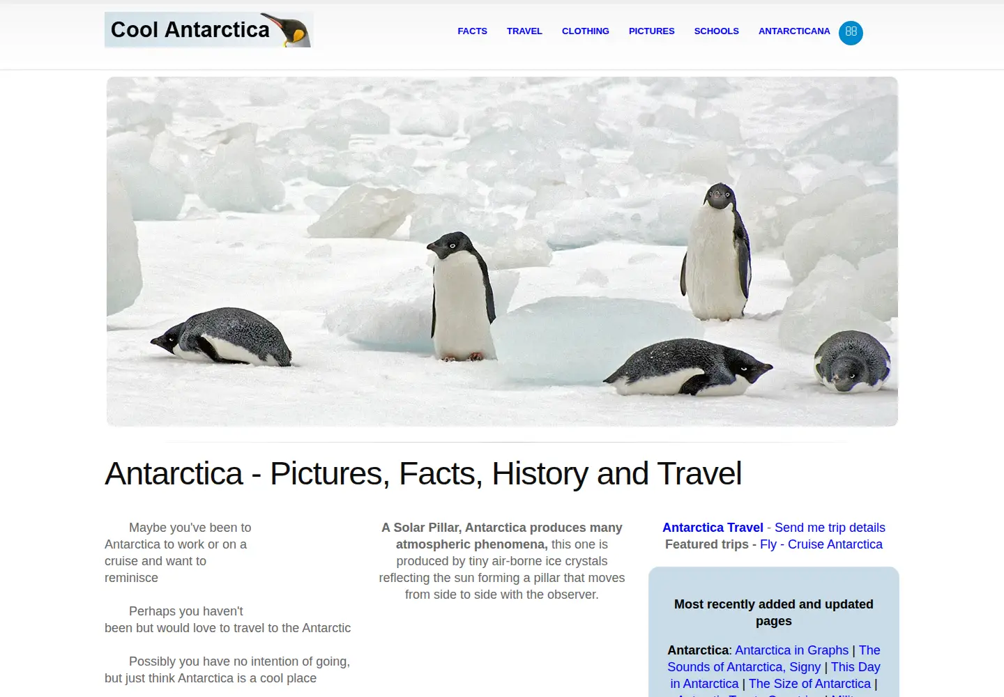 Captured homepage of coolantarctica.com in the current scan