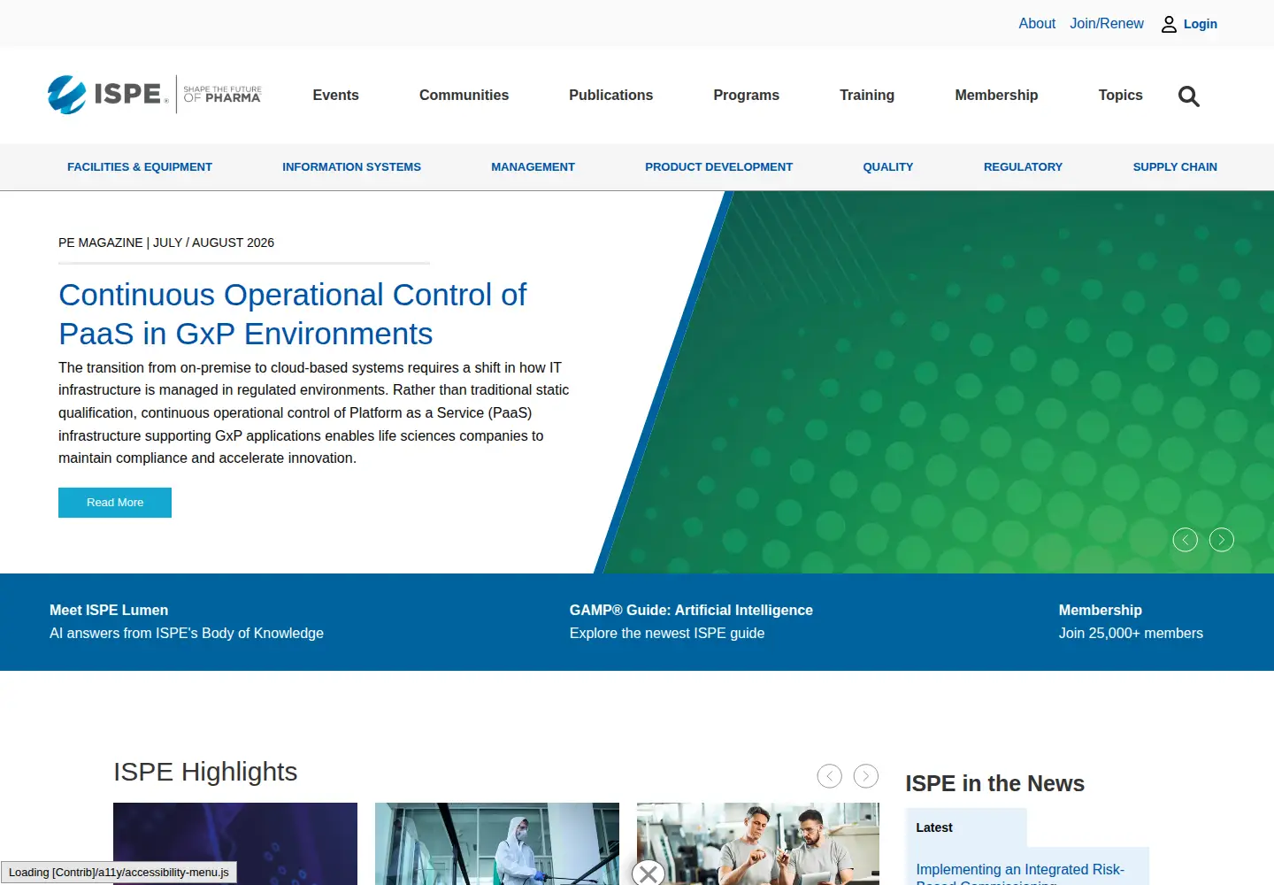 Screenshot of ispe.org