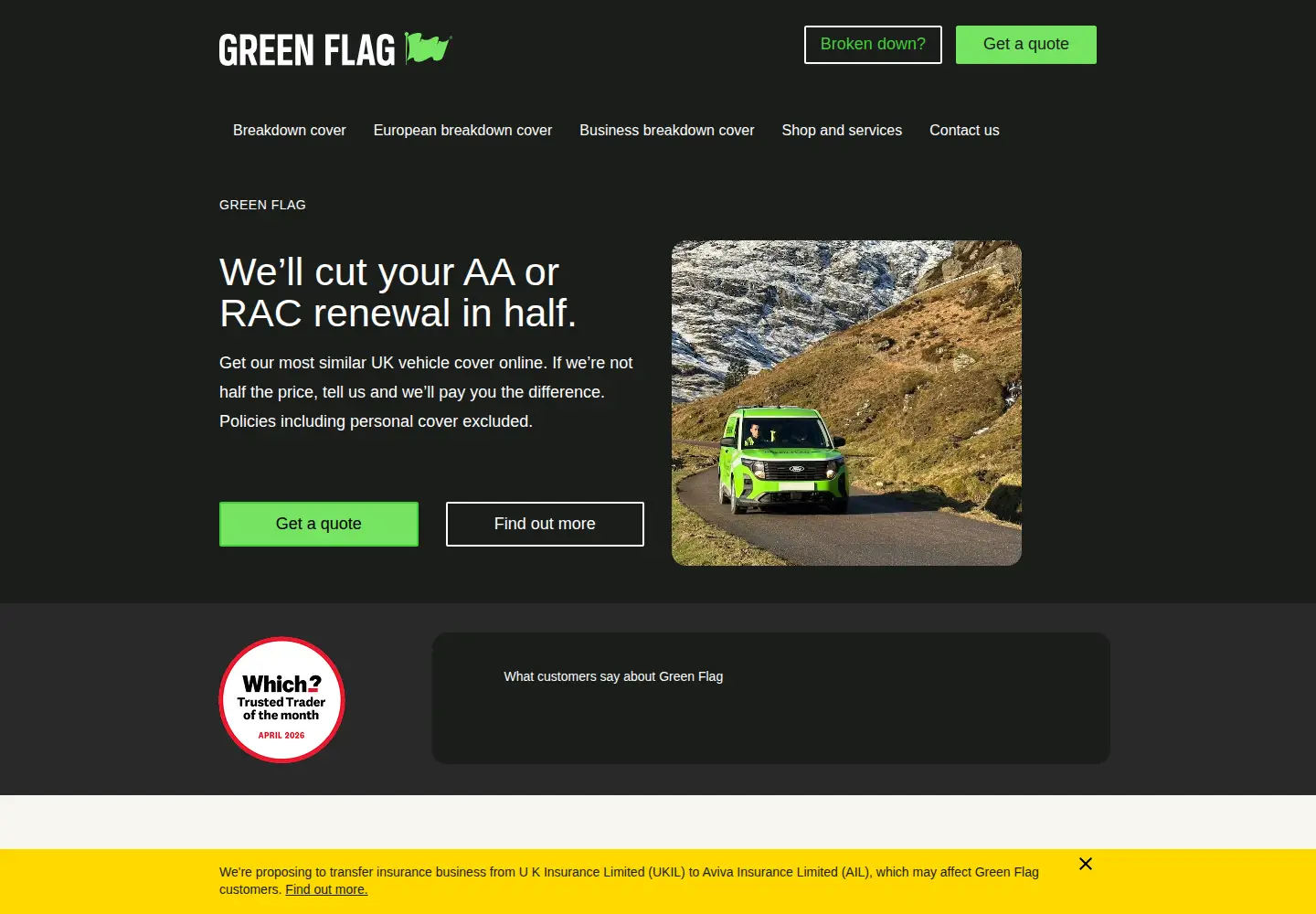 Captured homepage of greenflag.com in the current scan