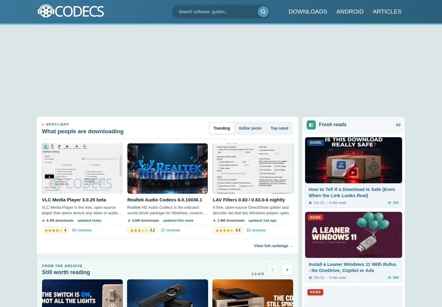 Screenshot of free-codecs.com