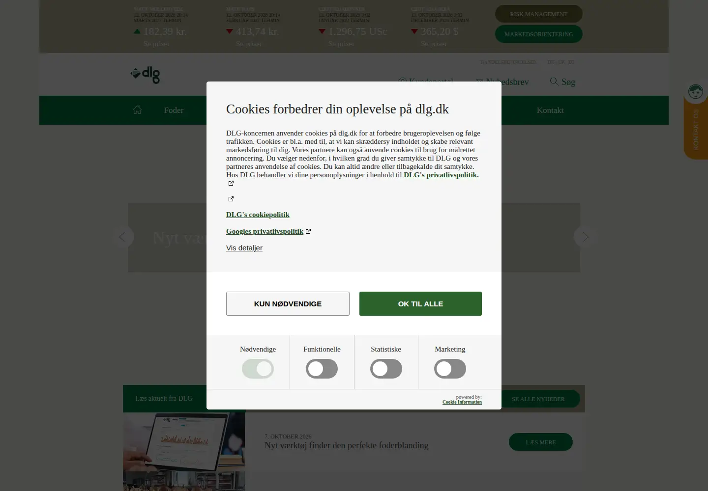 Captured homepage of dlg.dk in the current scan
