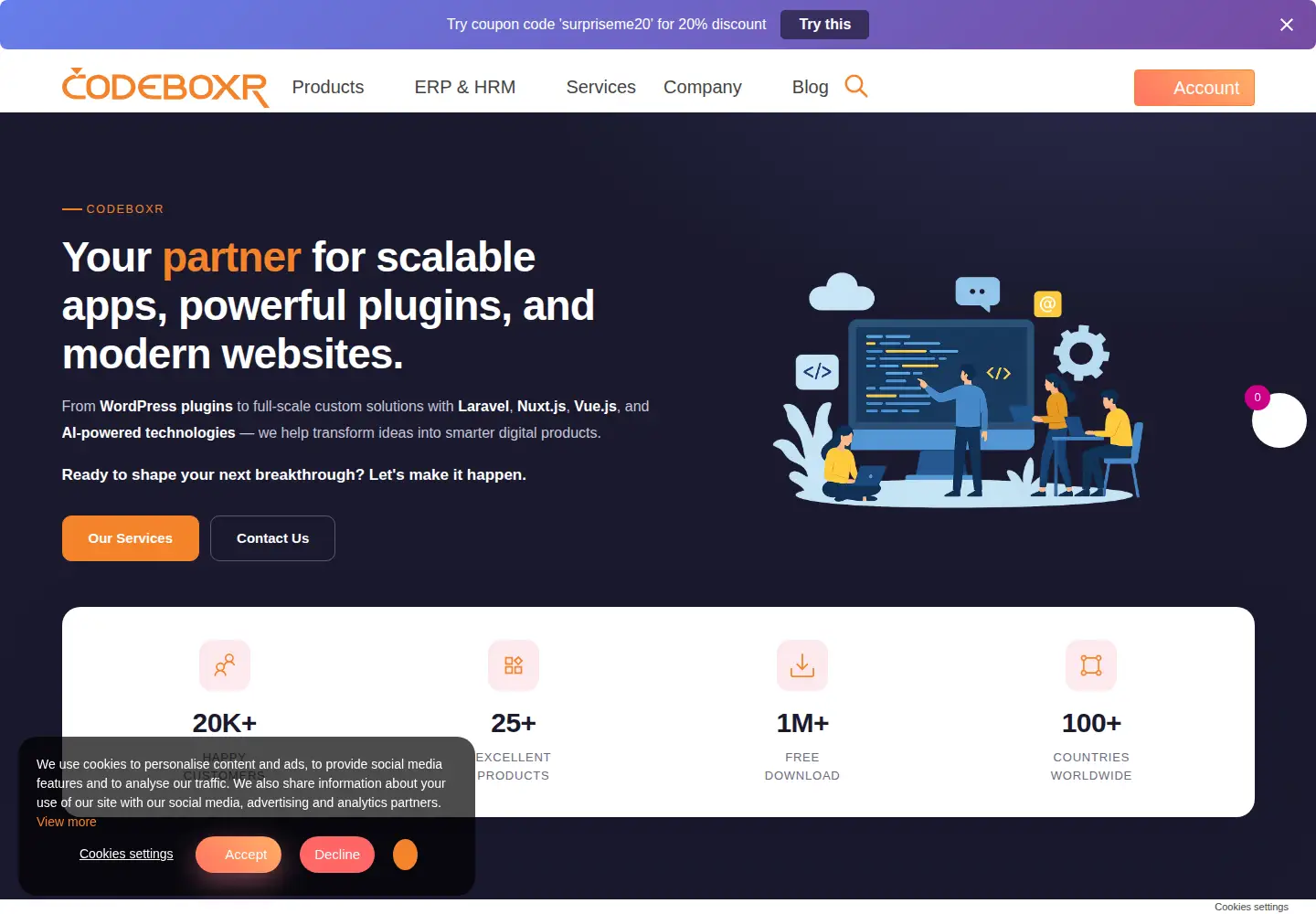 Captured homepage of codeboxr.com in the current scan