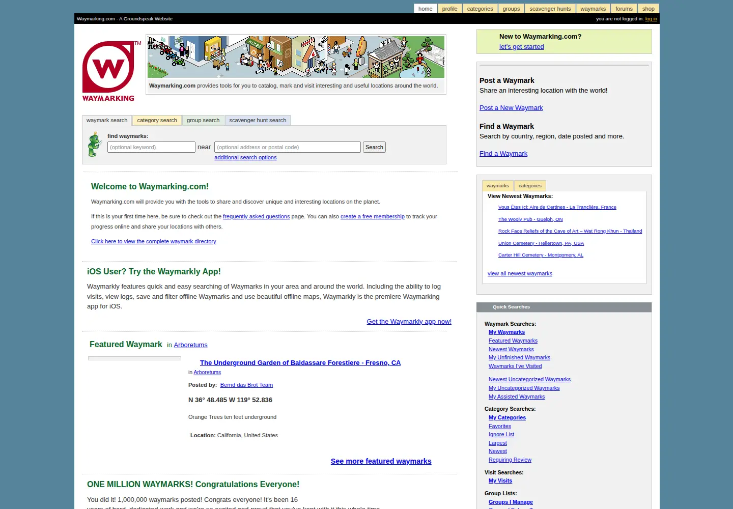 Screenshot of waymarking.com