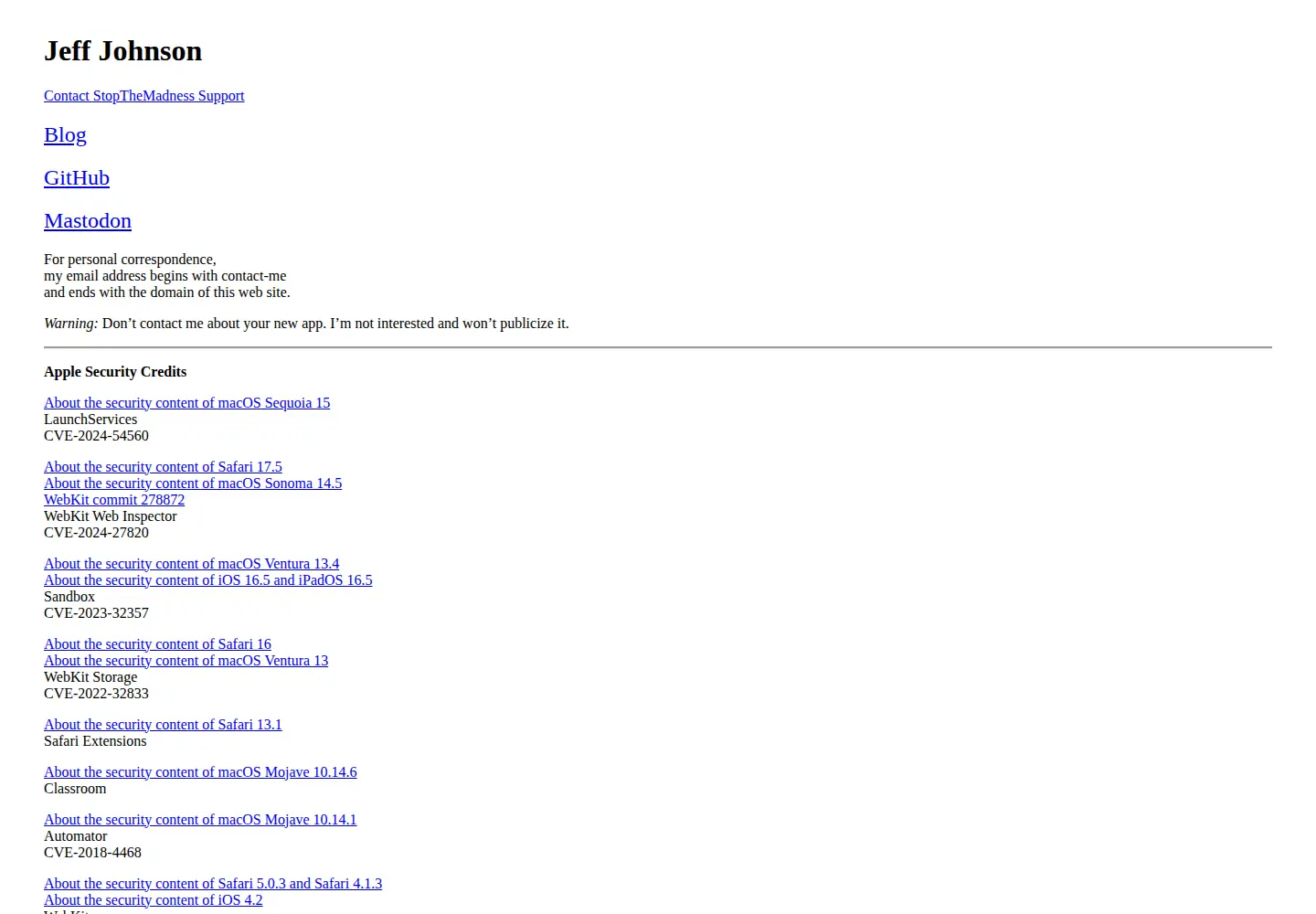 Captured homepage of lapcatsoftware.com in the current scan