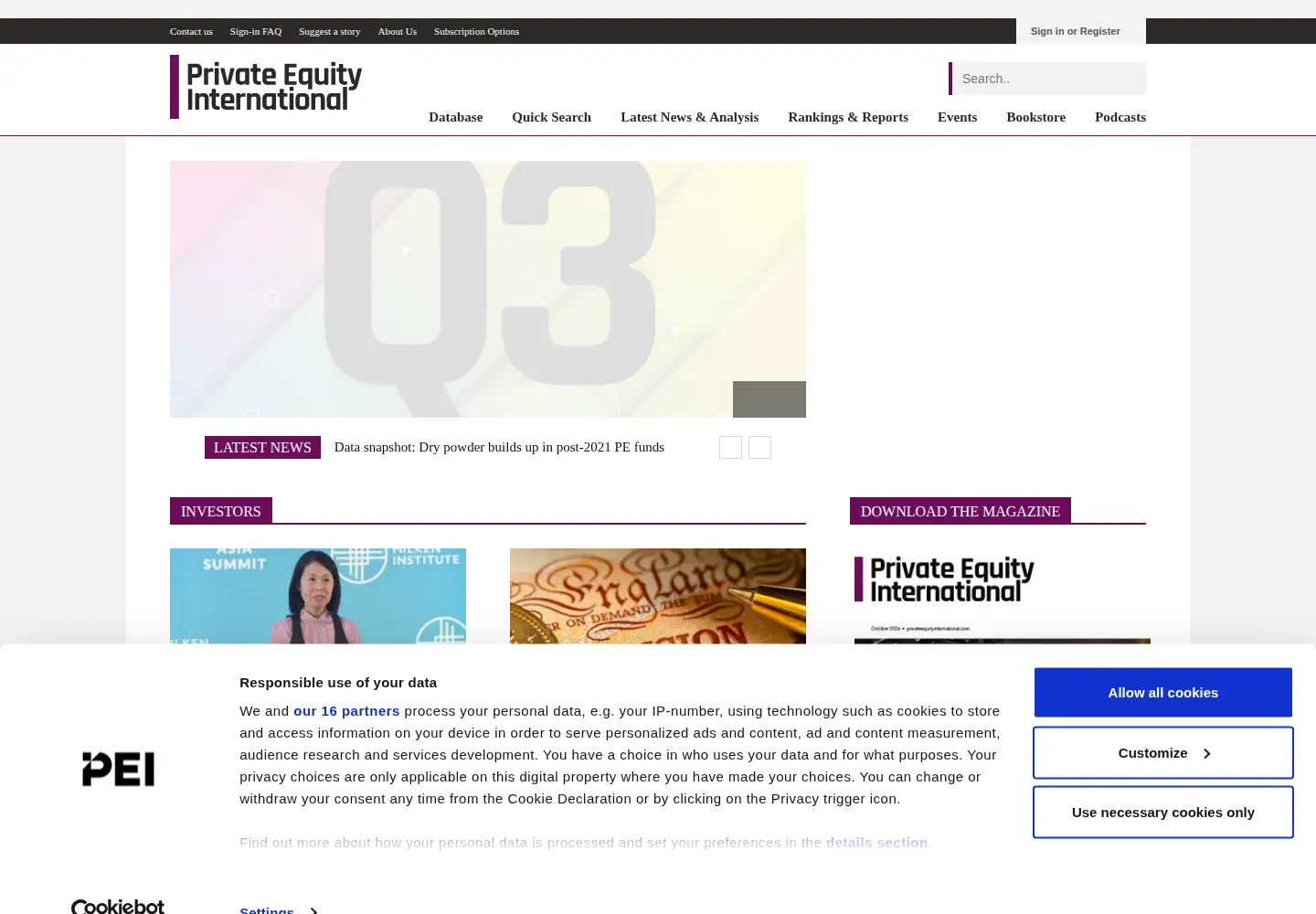 Screenshot of privateequityinternational.com