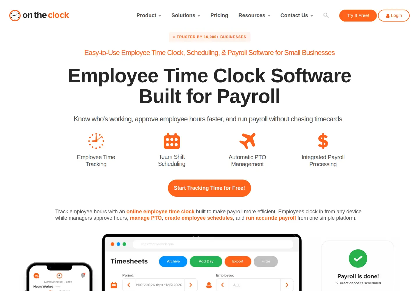 Screenshot of ontheclock.com