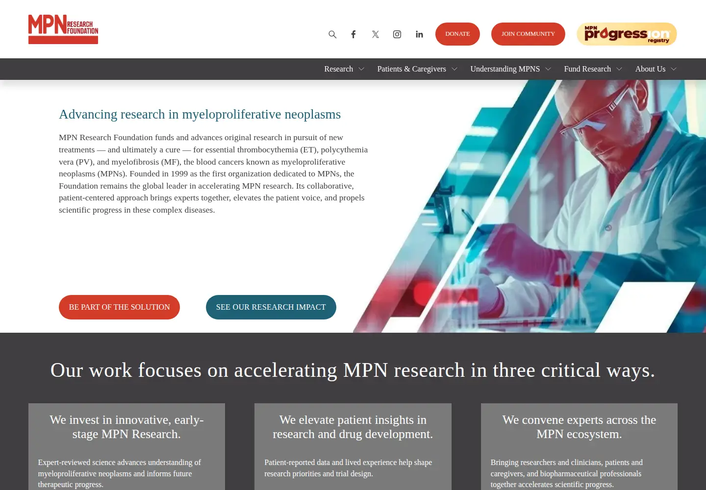 Captured homepage of mpnresearchfoundation.org in the current scan