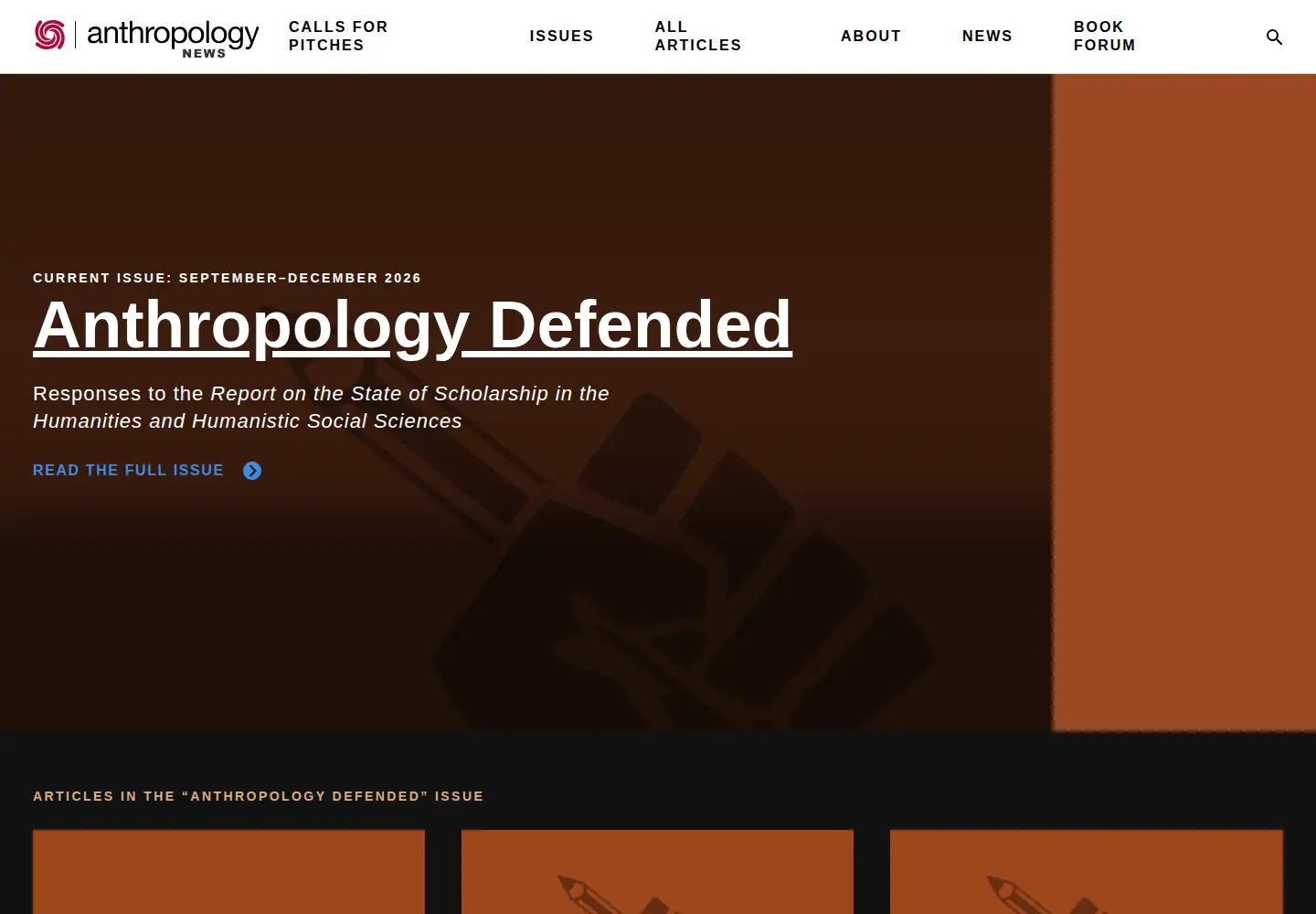 Captured homepage of anthropology-news.org in the current scan