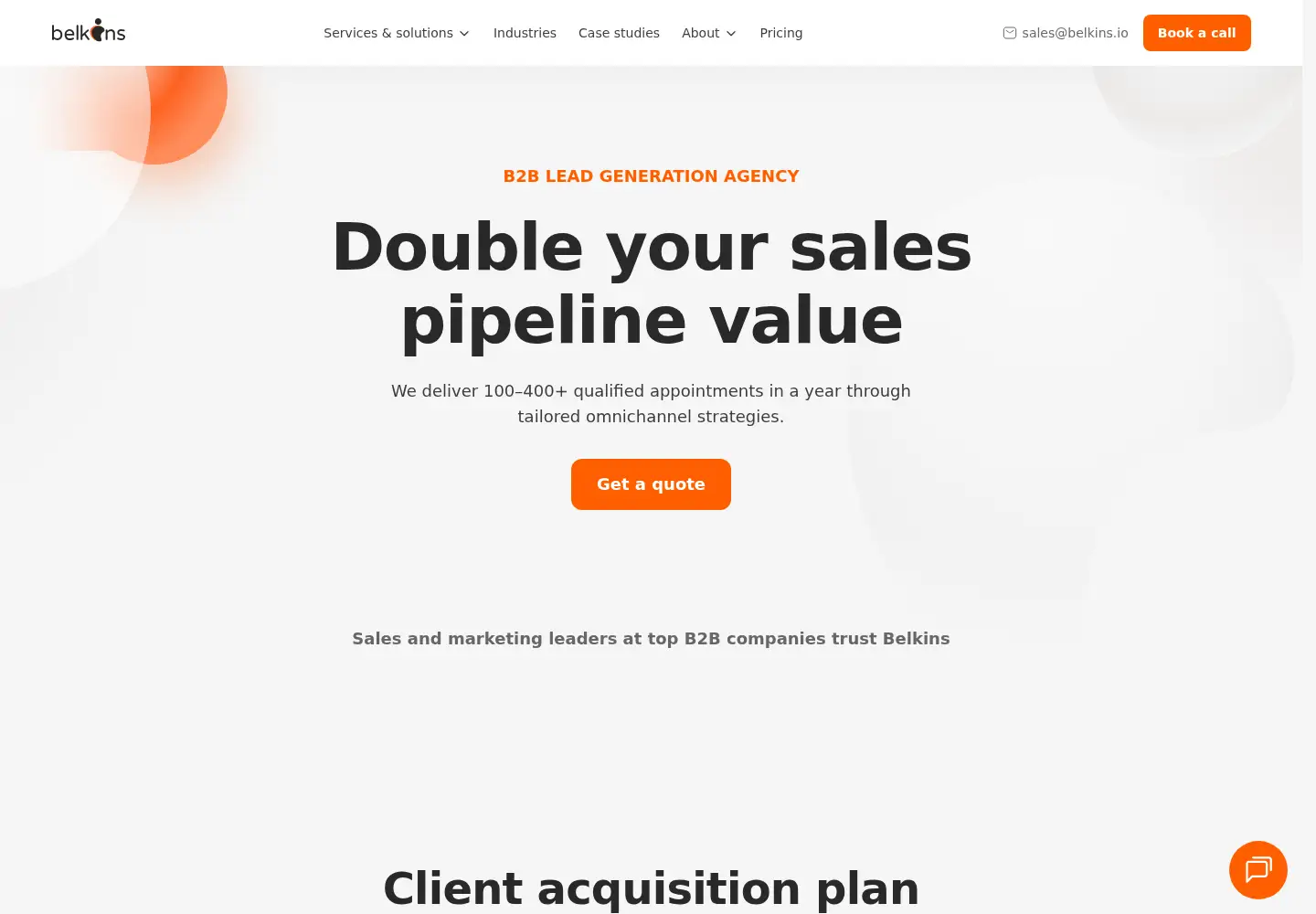 Captured homepage of belkins.io in the current scan