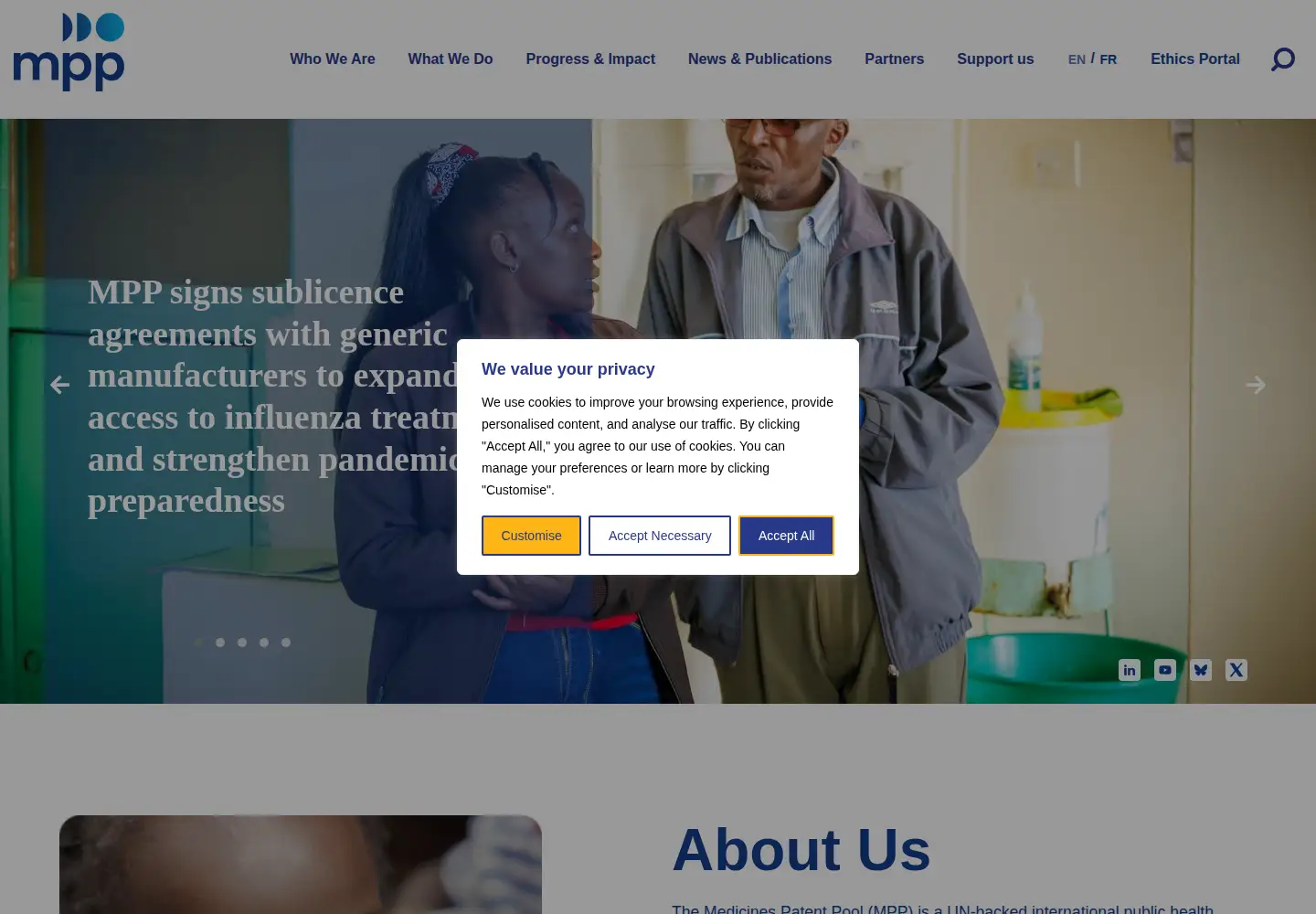 Screenshot of medicinespatentpool.org
