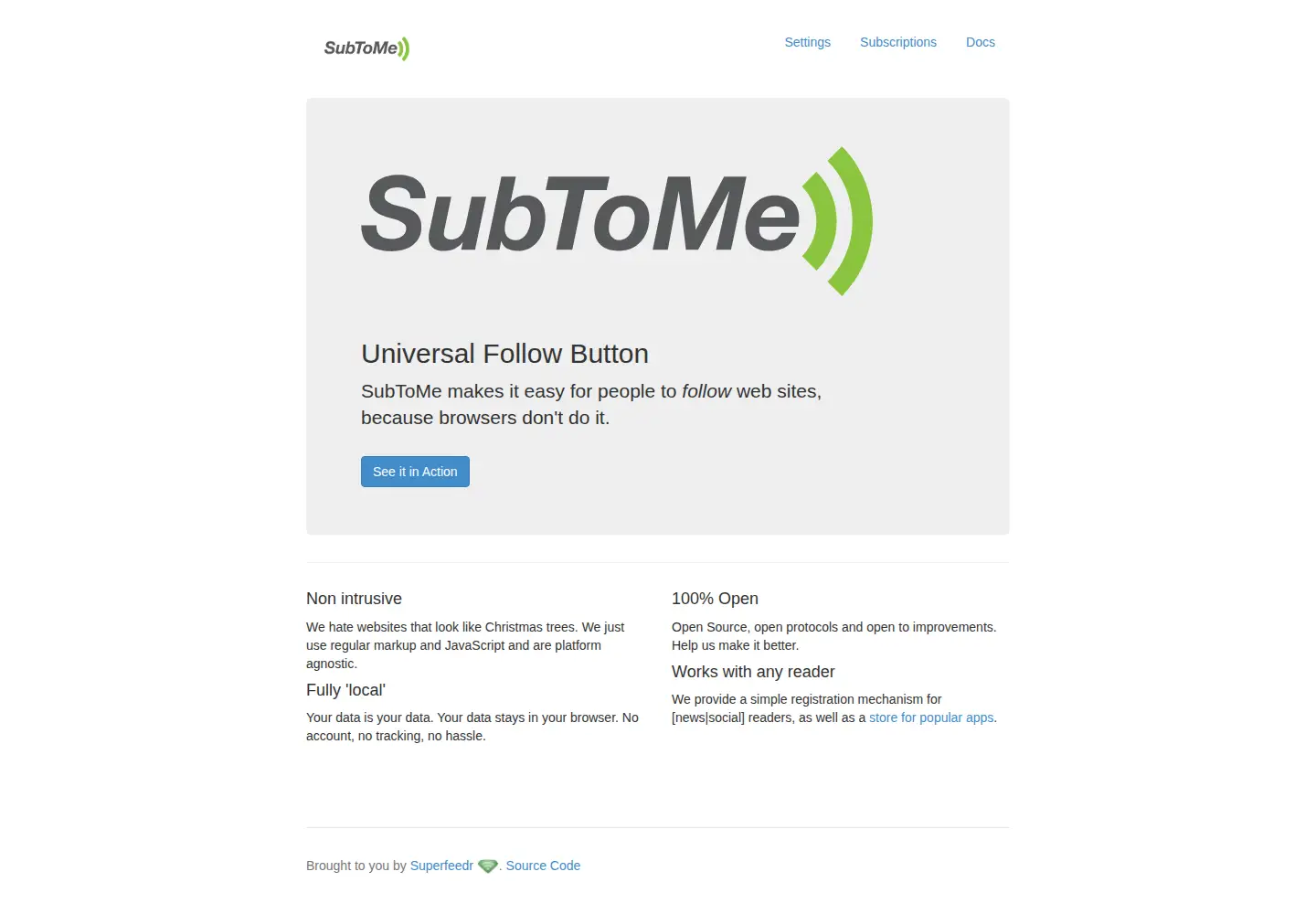 Captured homepage of subtome.com in the current scan