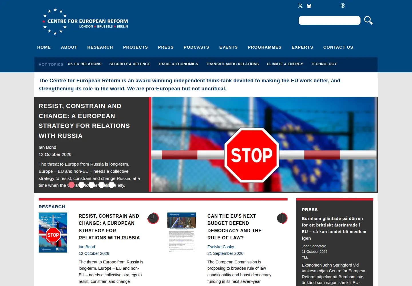 Captured homepage of cer.eu in the current scan