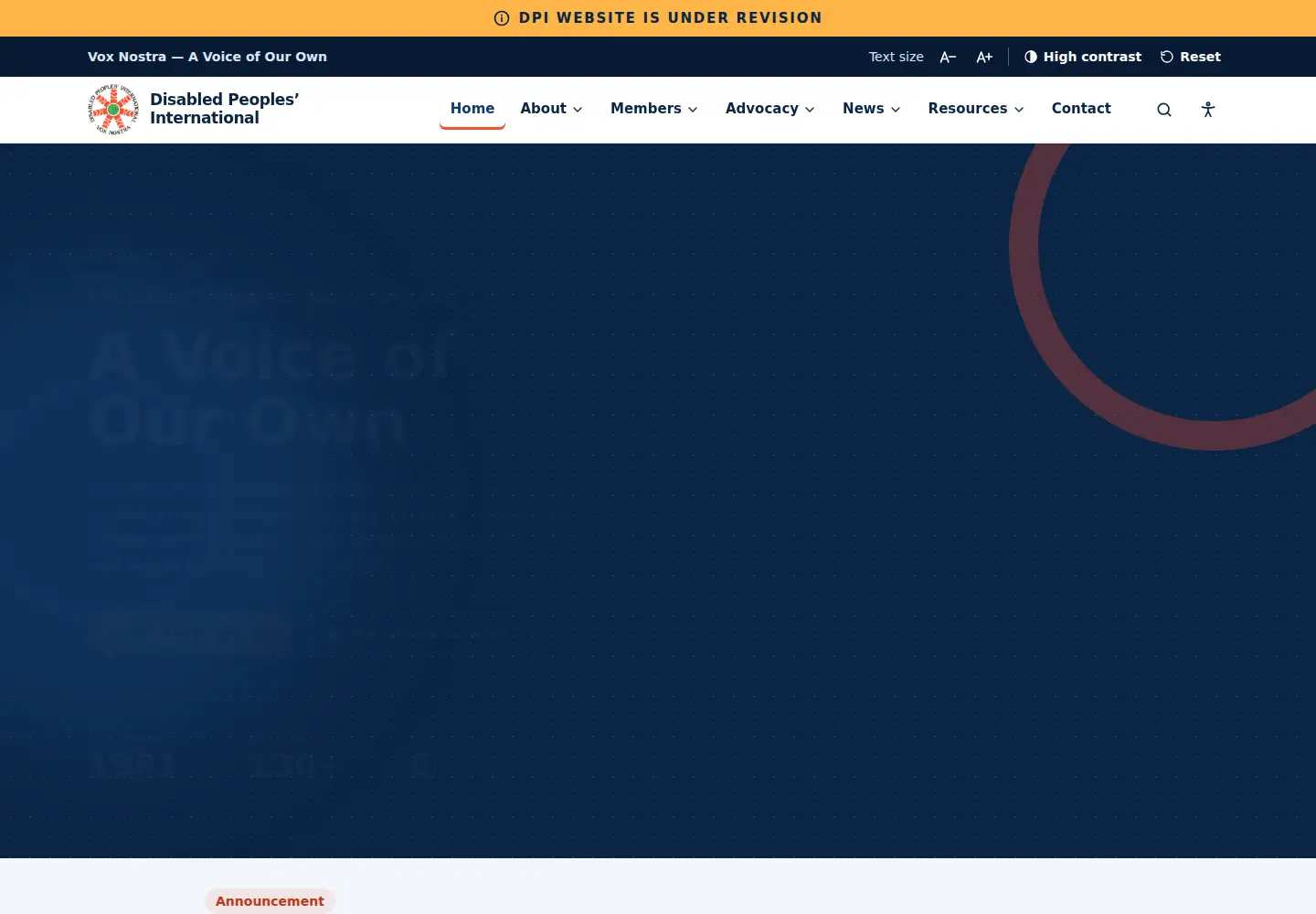 Captured homepage of dpi.org in the current scan