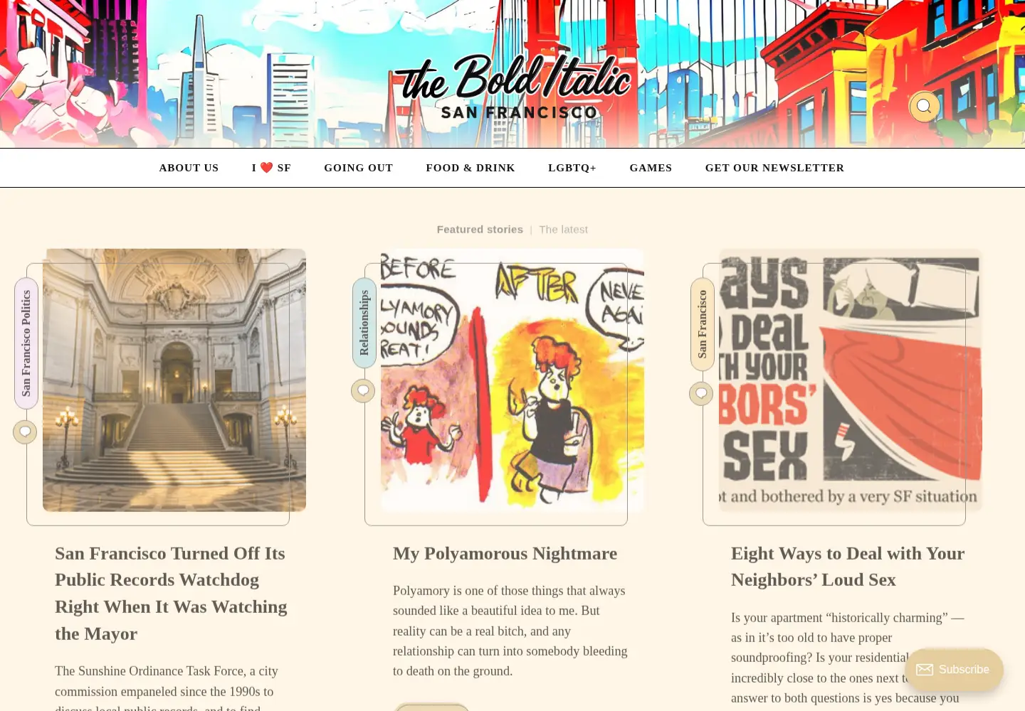 Captured homepage of thebolditalic.com in the current scan