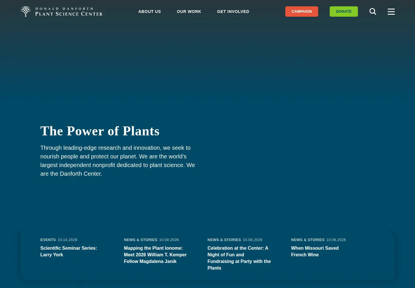 Captured homepage of danforthcenter.org in the current scan