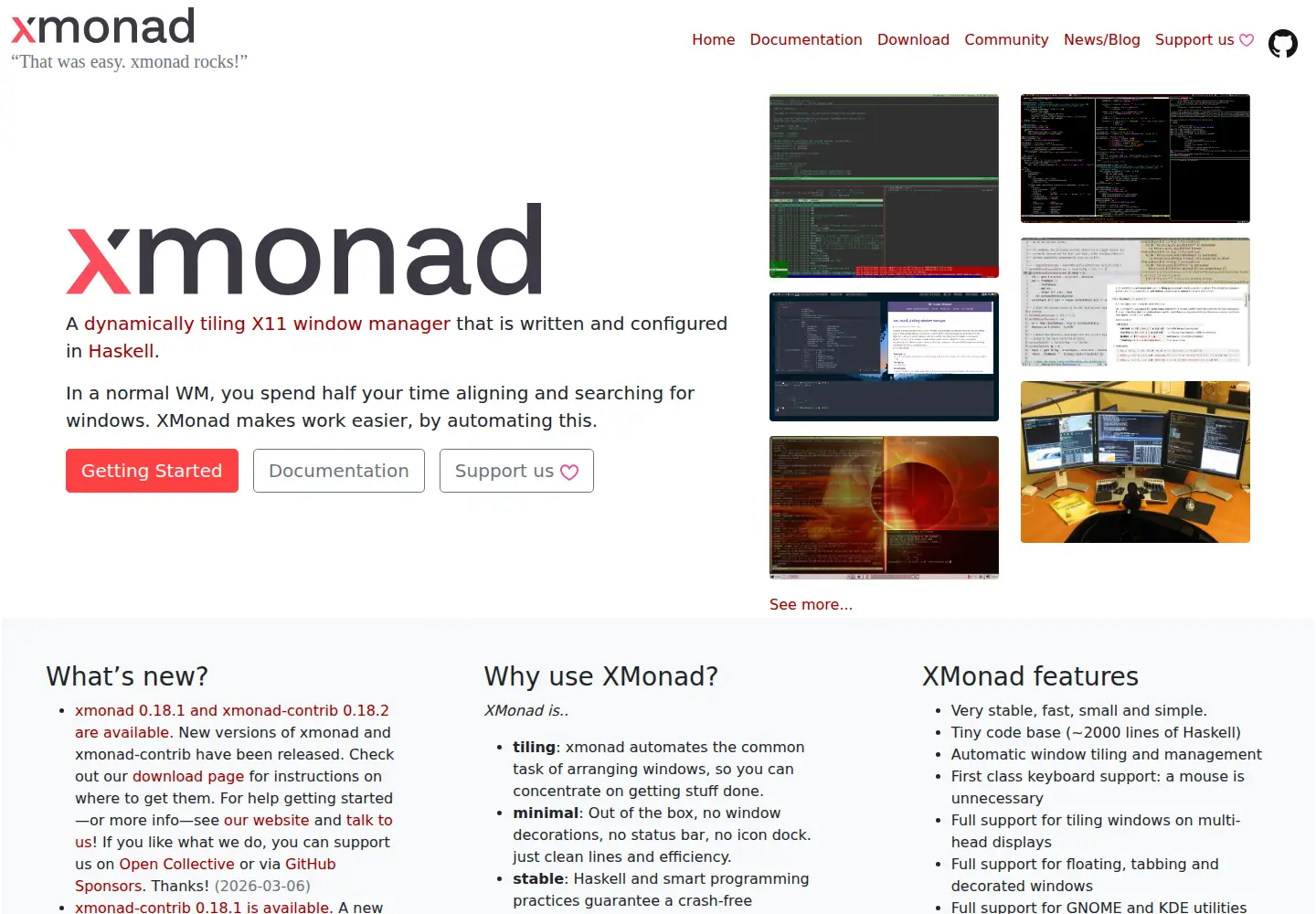 Captured homepage of xmonad.org in the current scan