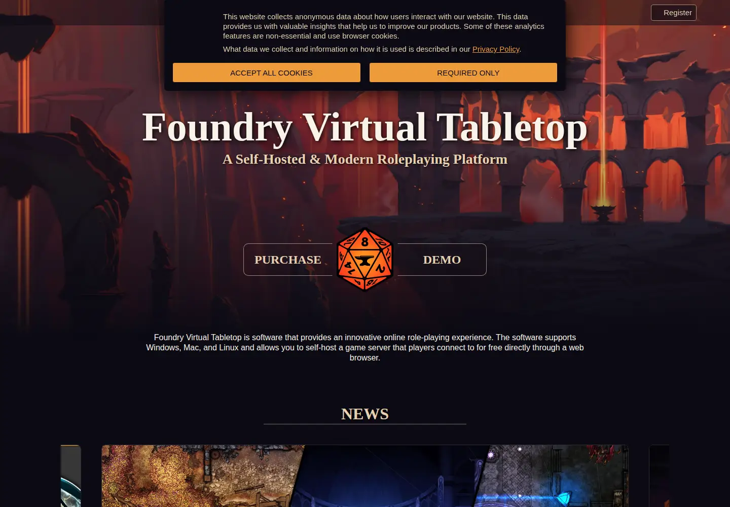 Screenshot of foundryvtt.com