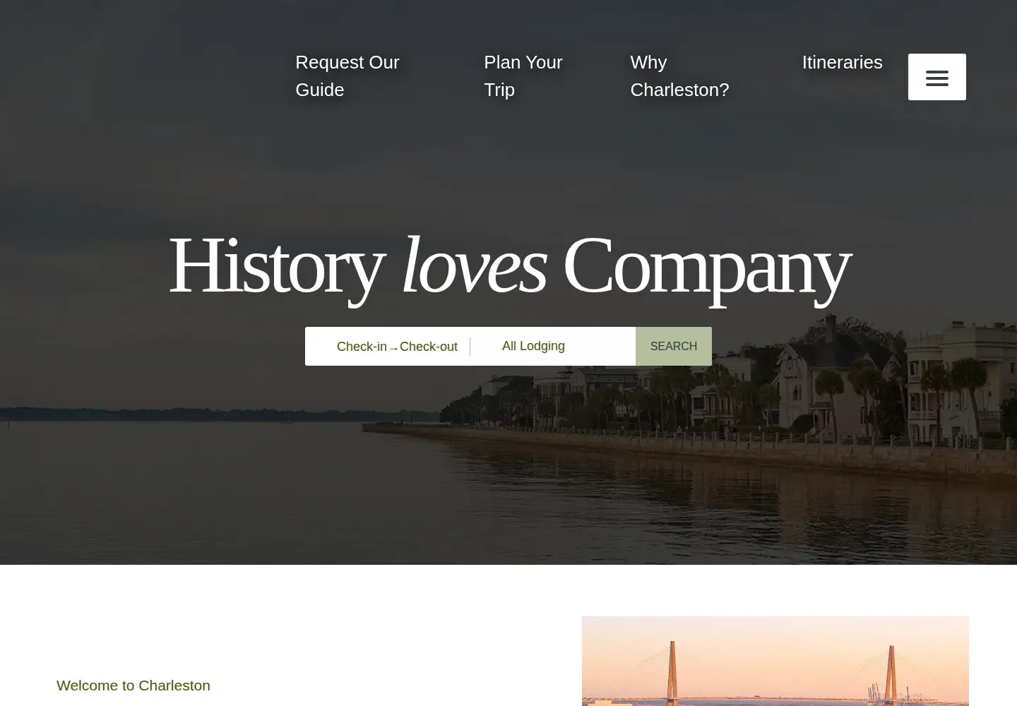 Captured homepage of charlestoncvb.com in the current scan