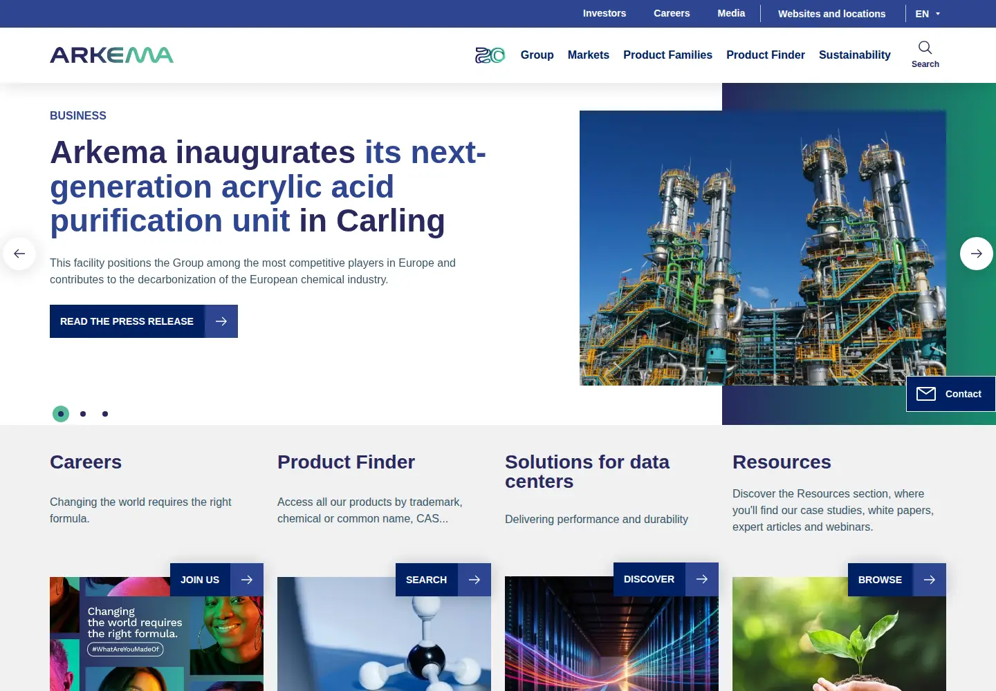 Screenshot of arkema.com