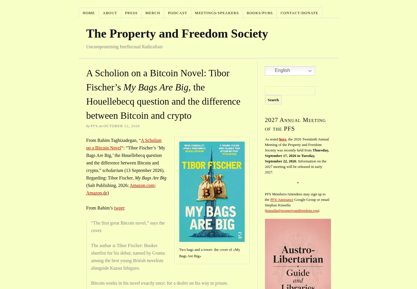 Captured homepage of propertyandfreedom.org in the current scan