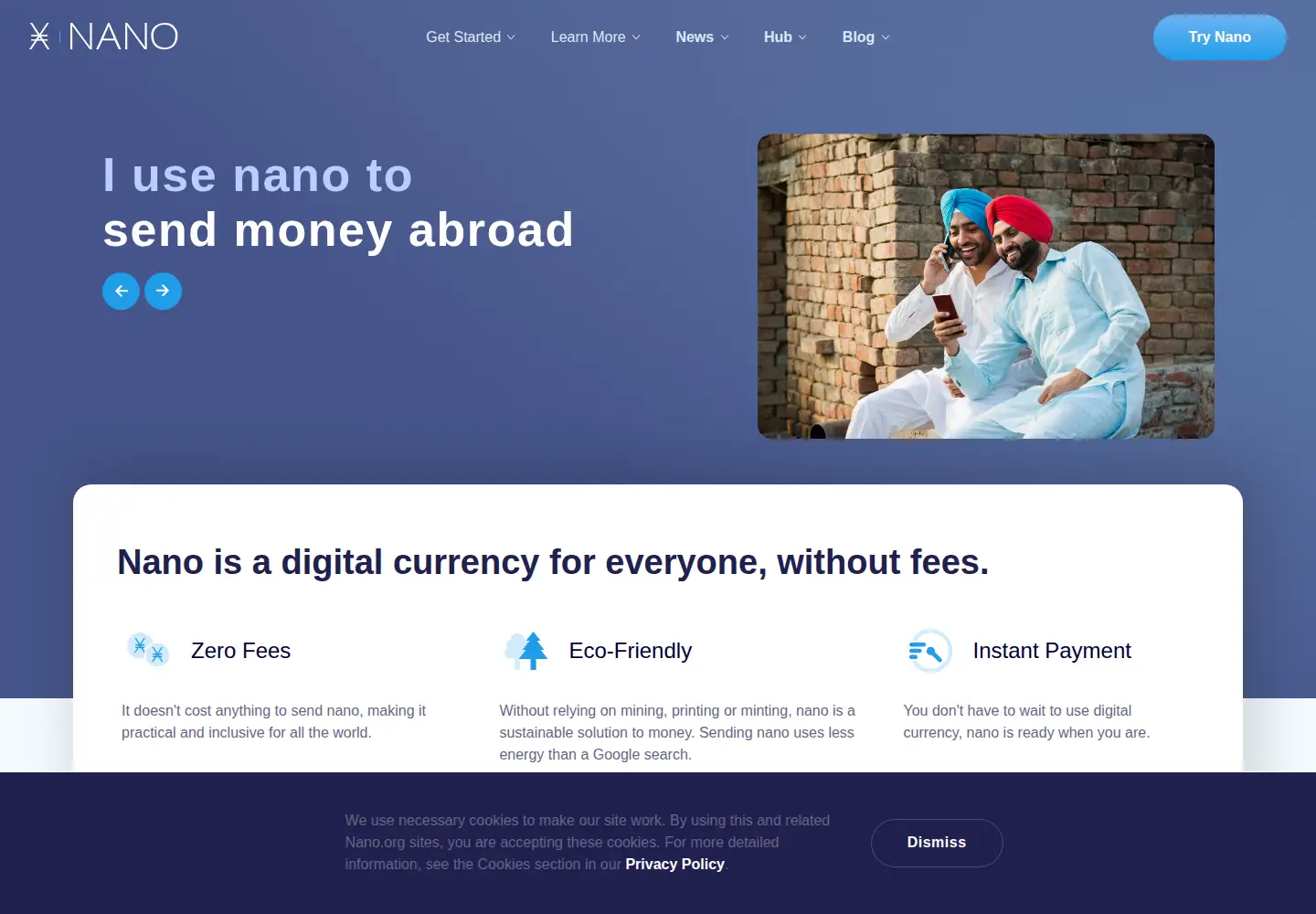Screenshot of nano.org
