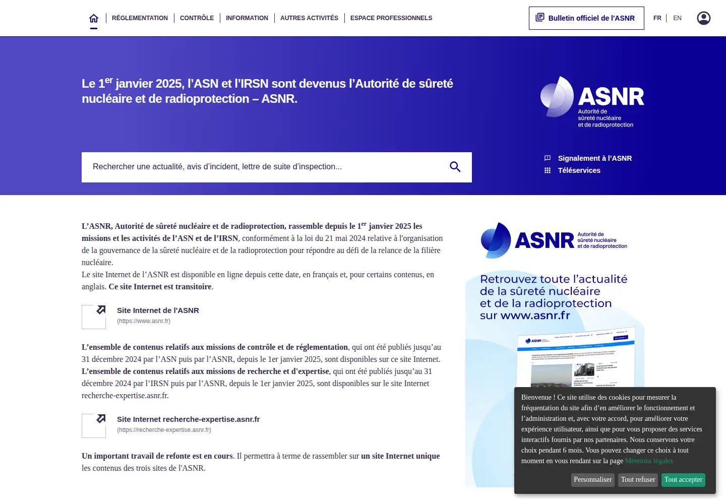 Screenshot of asn.fr